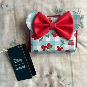 Loungefly Minnie Red Bow and Blue Gingham Wallet